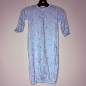 VTG BRIGHT FUTURE Pastel Clouds Balloons and Teddy Bears Print Sleeper Gown